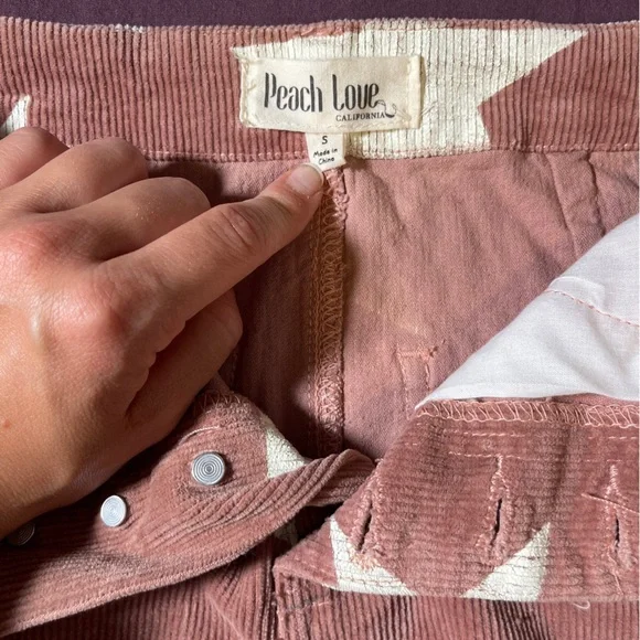 Peach Love California Star Mini Skirt Buttons Pockets- Size Small - Picture 4 of 5